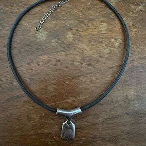 Lisa Sophia black rope and silver pendant necklace
